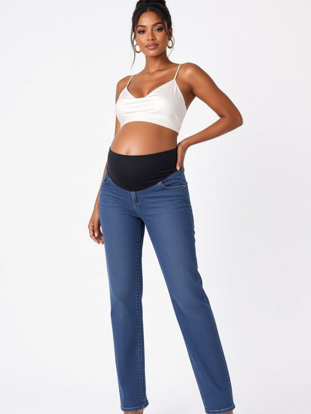 Nwot Isabel 80's Slim Maternity Straight-Leg Jeans in Indigo Blue (Sz:2)
